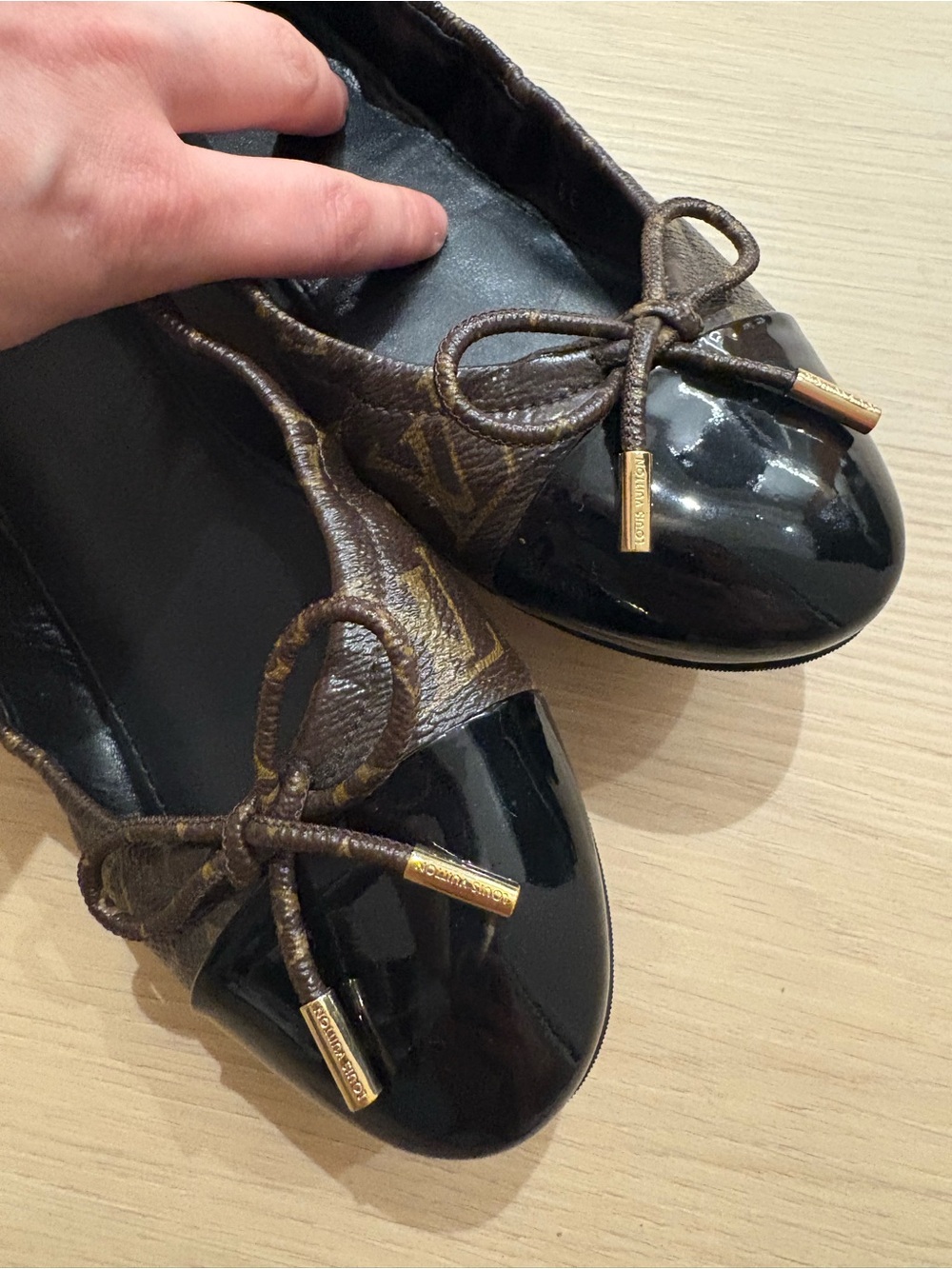 Louis Vuitton Brown Monogram Patent Toe Ballet Flats - Picture 3 of 9